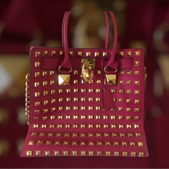 Michael Kors Luxury Studded Large HAMILTON Tote/Bag Pink Limited Edition $1500 - Picture 14 of 14